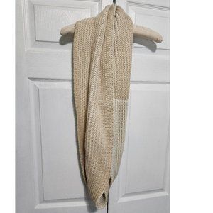 Striped twisted chunky infinity Scarf - cream rose gold